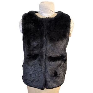 Aldo Faux Fur Vest Hook & Eye Closure Lined Sz. L Side Pockets